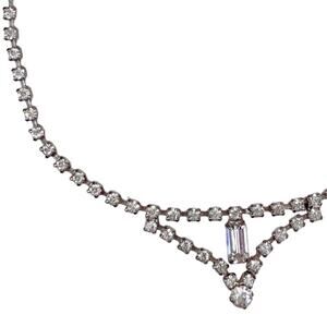 Vintage Mid Century Choker Necklace, Rhinestone, Hollywood Regency, 1950s